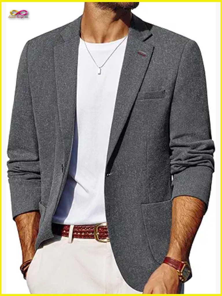 Lightweight Sport Coat Blazer Modern Slim Fit One Button Casual Business Wear